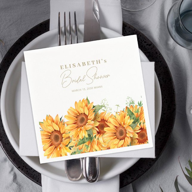 Elegant floral sunflowers bridal shower  napkin (Creator Uploaded)