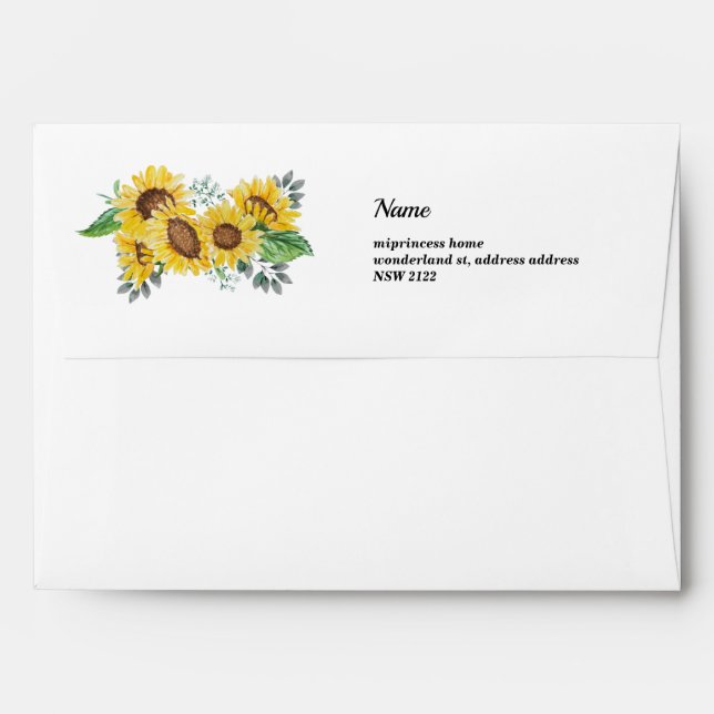 elegant floral, sunflowers envelope (Back (Top Flap))