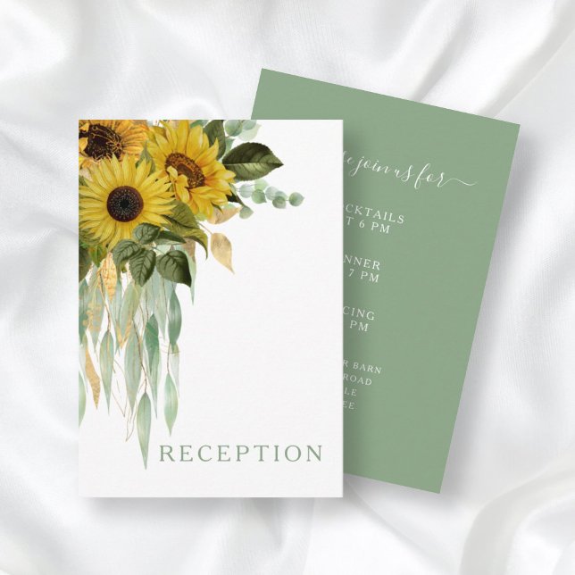 Elegant Floral Sunflowers Reception Enclosure Card (Creator Uploaded)
