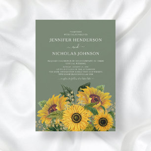 Elegant Floral Sunflowers Virtual Wedding  Invitation
