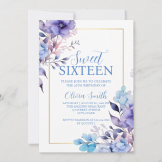Elegant Floral Sweet Sixteen Invitation