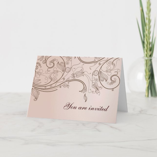 Elegant Floral Swirl Invitation (Front)