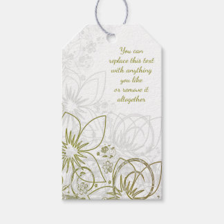 Elegant Floral Swirls White background Gift Tag