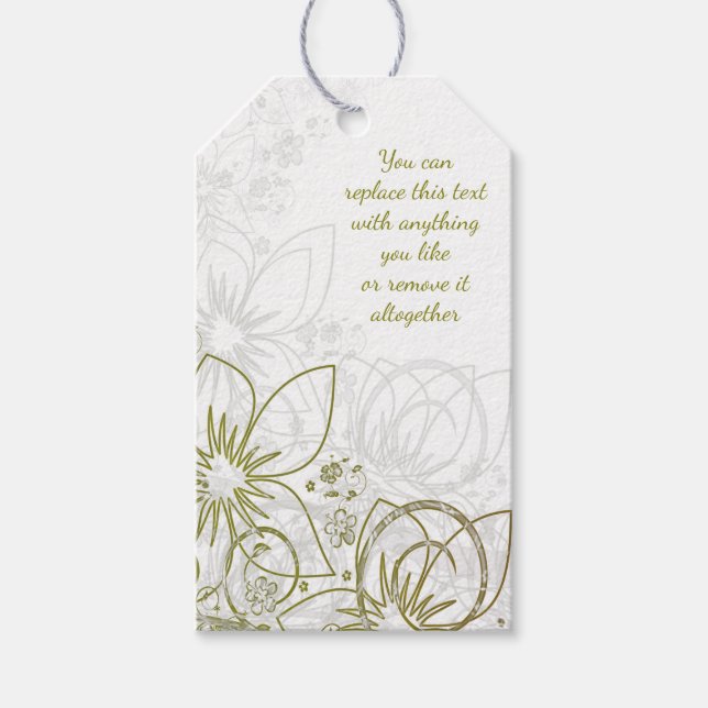 Elegant Floral Swirls White background Gift Tag (Front)