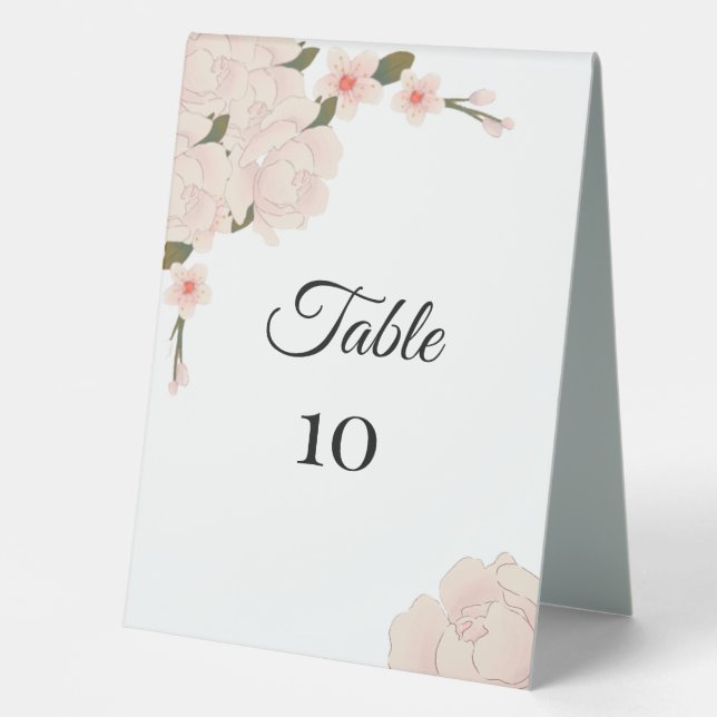 Elegant Floral Table Card Number Table Tent Sign (Front)