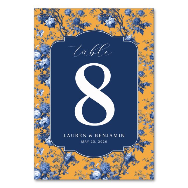 Elegant Floral Table Number 8 (Front)