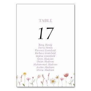 Elegant Floral Table Number Card