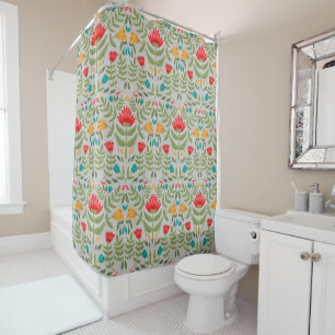 Elegant Floral Tableau Style Shower Curtain