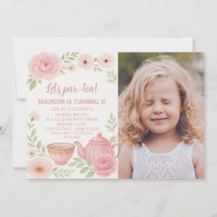 Elegant Floral Tea Party Birthday Invitation