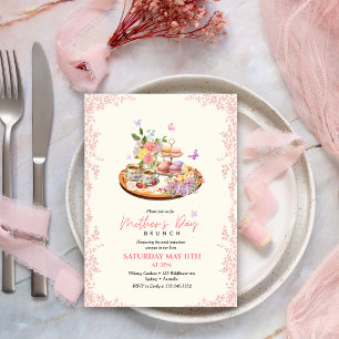 Elegant Floral Tea Party Mother's day brunch Invitation