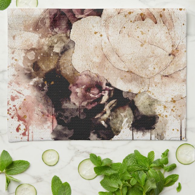 Elegant Floral Tea Towel (Folded)