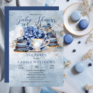 Elegant Floral Teacup Baby Shower Invitation