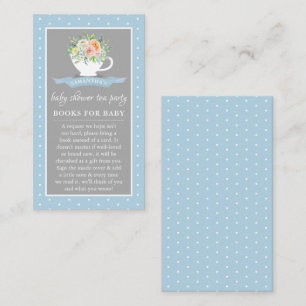 Elegant Floral Teacup Baby Shower Tea Party Book Enclosure Card