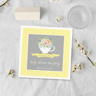 Elegant Floral Teacup Baby Shower Tea Party Napkin