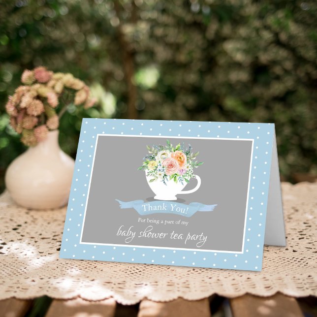 Elegant Floral Teacup Baby Shower Tea Party Thank You Card (Creator Uploaded)