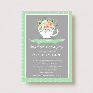 Elegant Floral Teacup Bridal Shower Tea Party Invitation