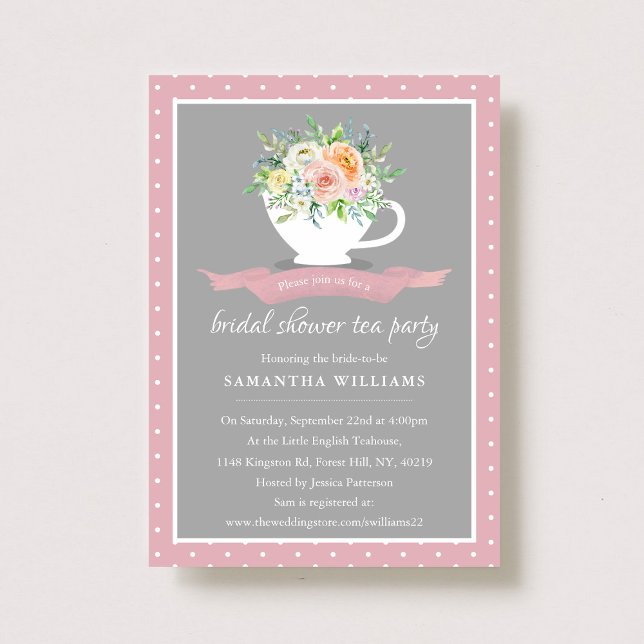 Elegant Floral Teacup Bridal Shower Tea Party Invitation (Creator Uploaded)
