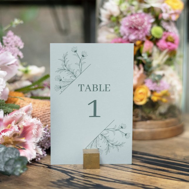 Elegant Floral Teal Wedding Table Number (Creator Uploaded)