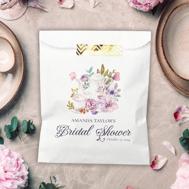 Elegant Floral Teapot Bridal Shower Tea Party Favour Bag (Creator Uploaded)