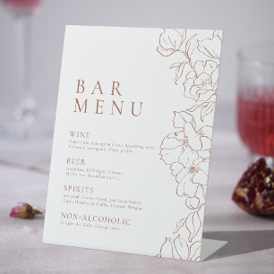 Elegant floral terracotta Bar Menu Pedestal Sign