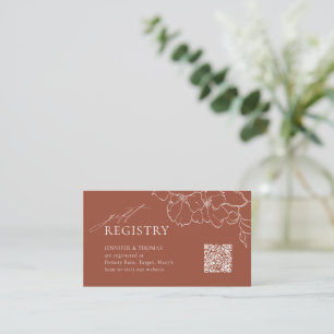 Elegant floral terracotta Bridal Registry Place Card