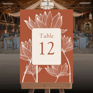 Elegant Floral Terracotta Table Number