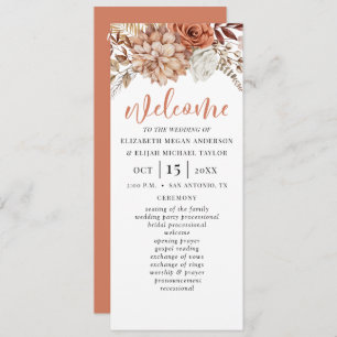 Elegant Floral Terracotta Wedding Program