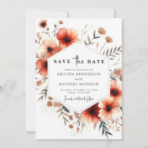 Elegant Floral Terracotta Wedding Save The Date