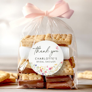 Elegant Floral Thank You Bridal Shower Classic Round Sticker