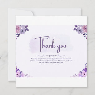 Elegant Floral Thank You Card – Purple & Pink Wate