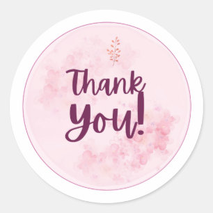 Elegant Floral “Thank You” Classic Round Sticker