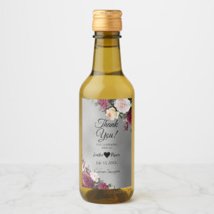 Elegant floral Thank you Mini Wine Bottle Label