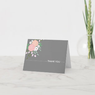 Elegant Floral Thank You Notes - grey