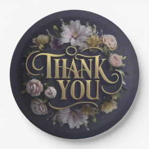  Elegant Floral “Thank You”  Paper Plate
