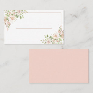 Elegant Floral Thank You Pink Rose Wedding   Place Card