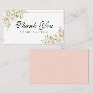 Elegant Floral Thank You Pink Rose Wedding  Place  Place Card