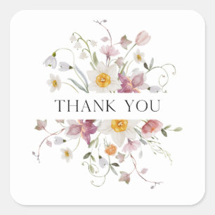 Elegant Floral Thank You Sticker
