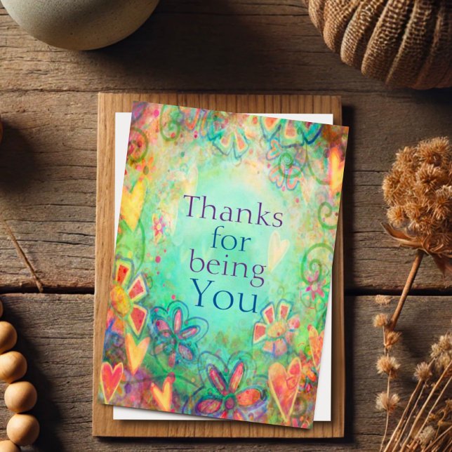 Elegant Floral Thanks for Being You Simple Thank You Card (Creator Uploaded)