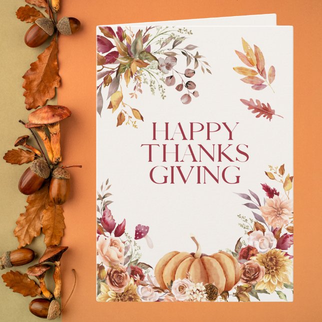 Elegant Floral Thanksgiving Card (Creator Uploaded)