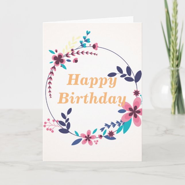 Elegant floral theme Happy Birthday Card (Front)