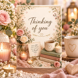 Elegant Floral Thinking of You Cottagecore  Thank You Card