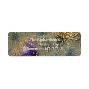Elegant Floral Thistle Pattern Return Address Return Address Label