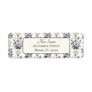 Elegant Floral Tile Pattern Chic Return Address Label