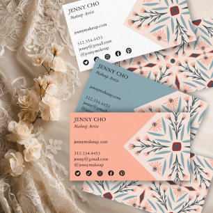 Elegant Floral Tiles Geometric Pink Beauty Business Card