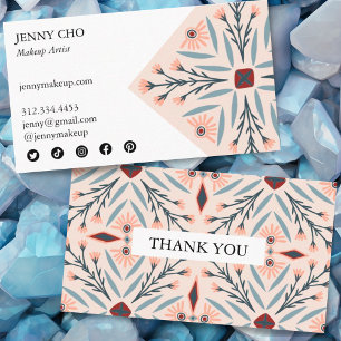 Elegant Floral Tiles Geometric Pink Order Thank Yo Business Card