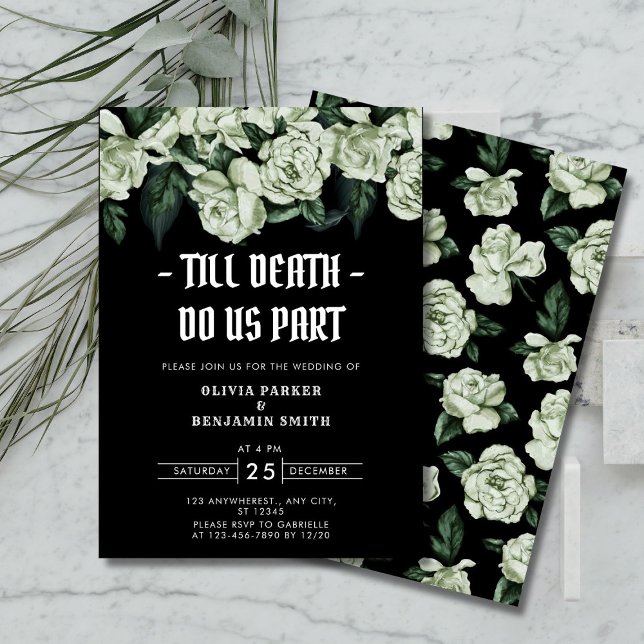 Elegant Floral Till Death Do Us Part Wedding Invitation (till death do us part wedding invitation)