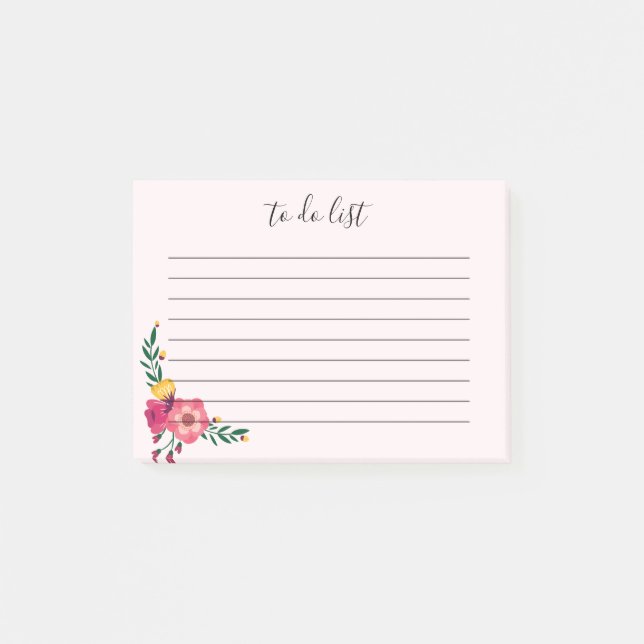 Elegant Floral To Do List Post-It Note (Front)