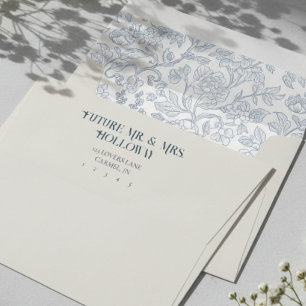 Elegant Floral Toile Pattern and Return Address Envelope