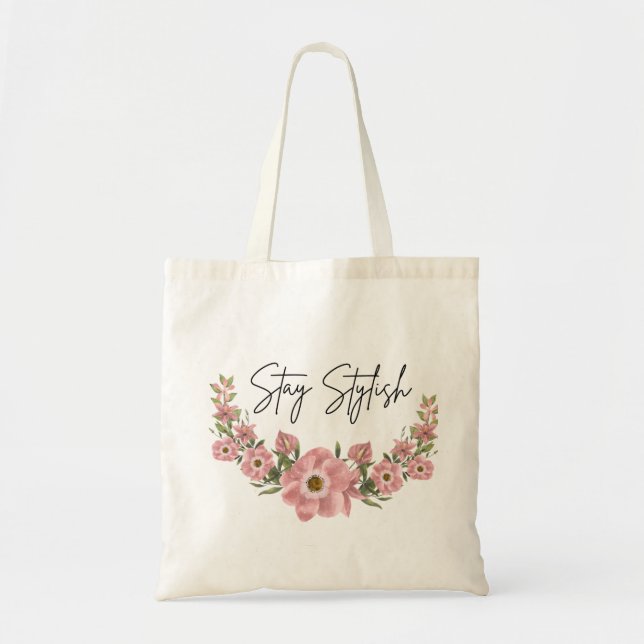 Elegant Floral Tote Bag (Front)
