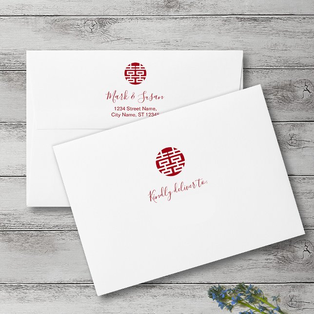 Elegant Floral Tradition Chinese Wedding Invite Envelope (Creator Uploaded)